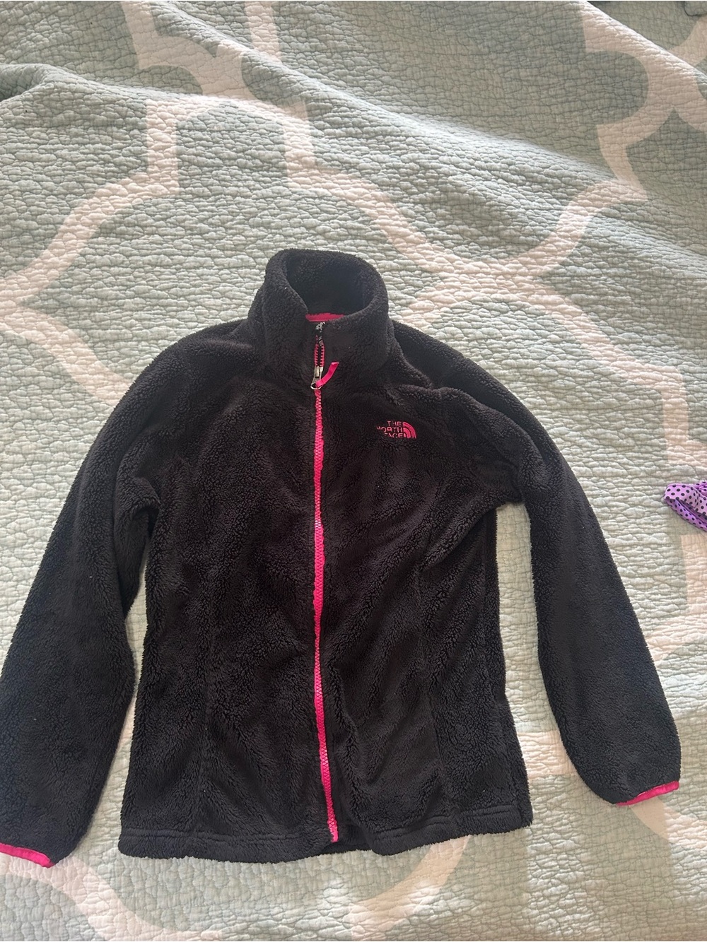 The North Face Black Fleece Jacket with Pink Trim